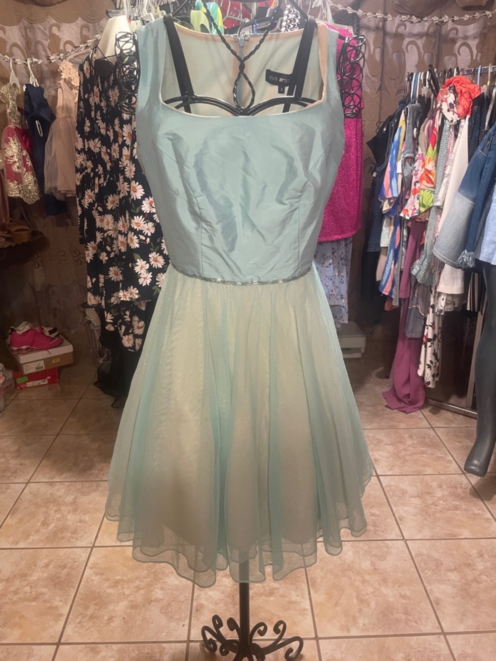 Mint Fit-and-Flare Tulle Party Dress